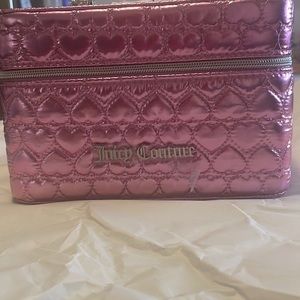 Juicy Couture Metallic Pink Travel Train Case for Cosmetics Make-Up & Toiletries